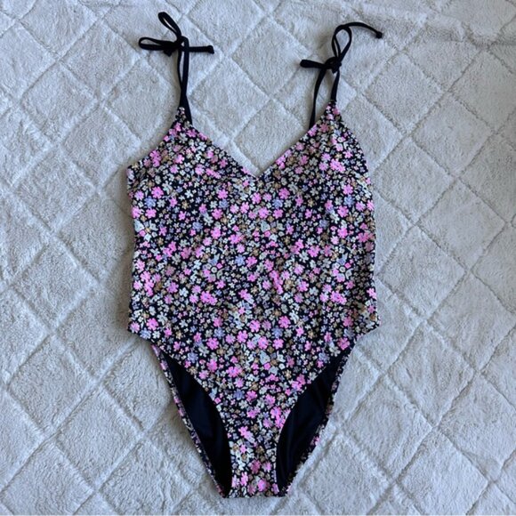 Victoria's Secret PINK | Floral V Neck Open Back Swimsuit | Size Extra Large - Picture 1 of 7